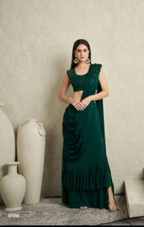 Fancy Green Saree Satin silk saree