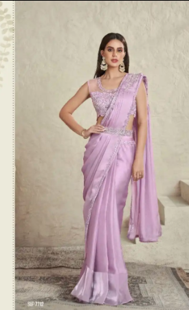 Fancy Pink Saree Satin silk saree