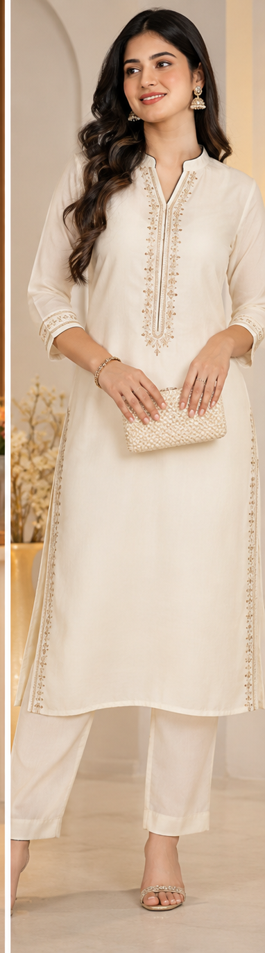 IWK-I Ivory Indo Western Kurti