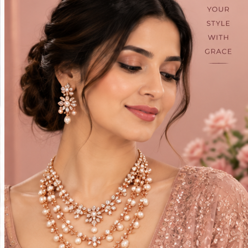 Crystal Pearl Jewellery Set